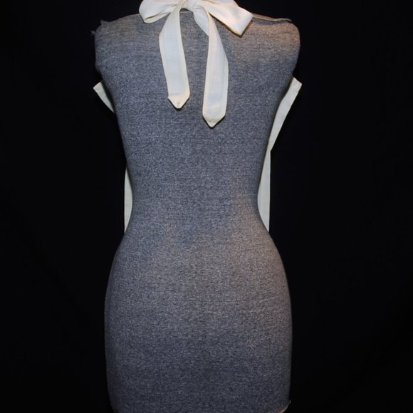 Vintage 50's Ivory Pleated Cotton Full Bib Apron Circle Embroidery Pin-On Waist - Picture 10 of 11